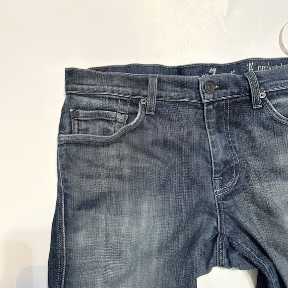 7 For All Mankind Jeans Men’s Size 34 A Pocket Boot Pants 100% Cotton Blue Denim - Picture 14 of 15